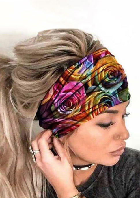 

Floral Leopard Striped Casual Wide Headband in Leopard. Size