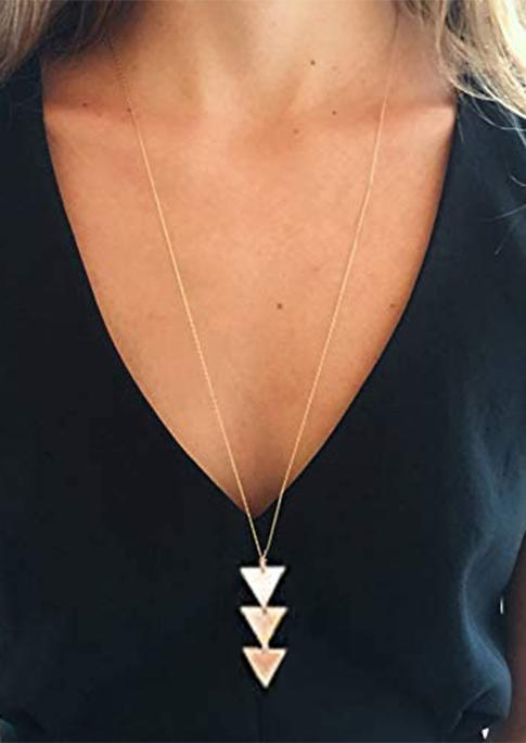 

Necklaces Creative Triangle Pendant Long Necklace in Gold,Silver. Size