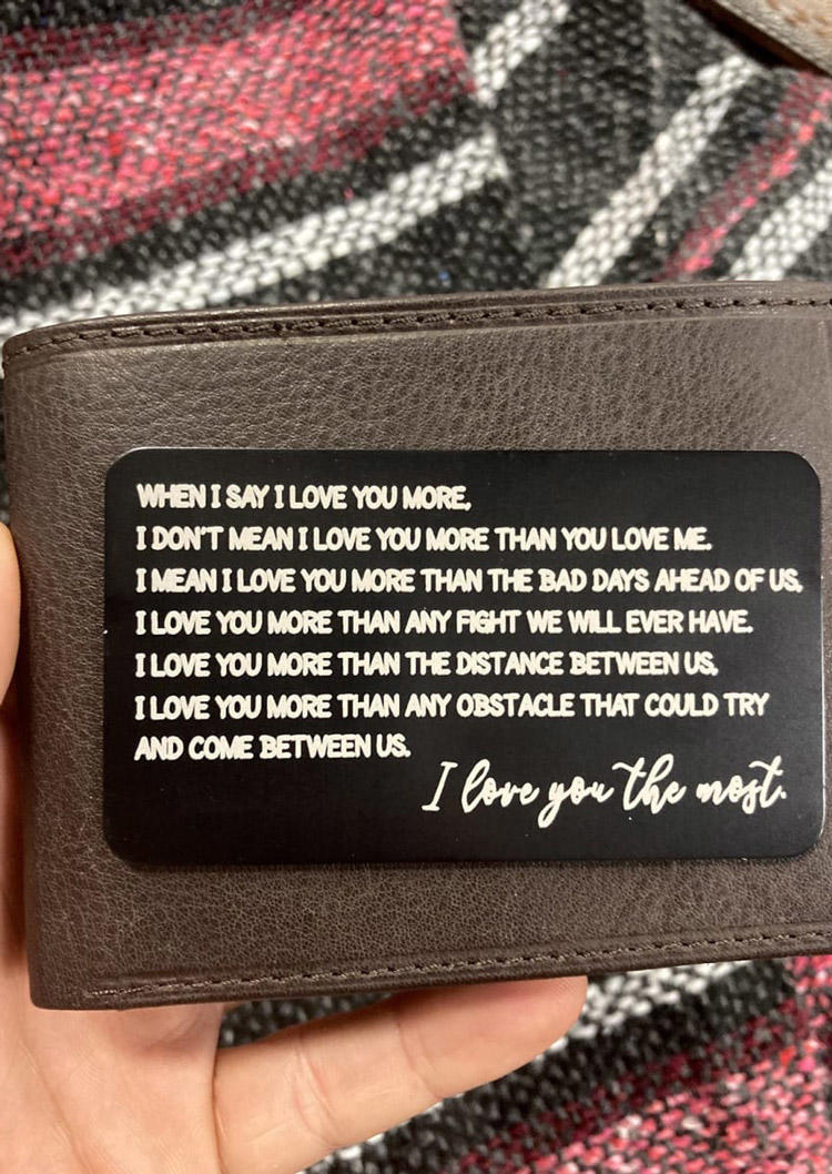 

Purse & Wallet I Love You The Most Wallet Card Insert Gift in Silver. Size
