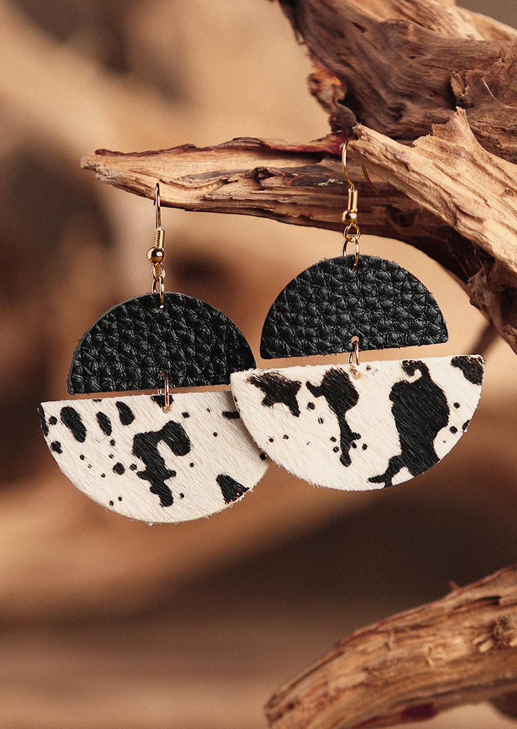 

Earrings Cow PU Leather Layered Water Drop Earrings in Pattern1. Size