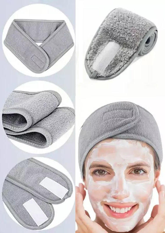 

Soft Adjustable Spa Sports Facial Headband in Gray. Size