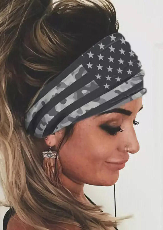 

American Flag Camouflage Elastic Yoga Sports Wide Headband in Pattern1,Pattern2. Size