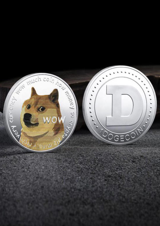 

Funny UV Color Dogecoin Commemorative Coin in Silver. Size