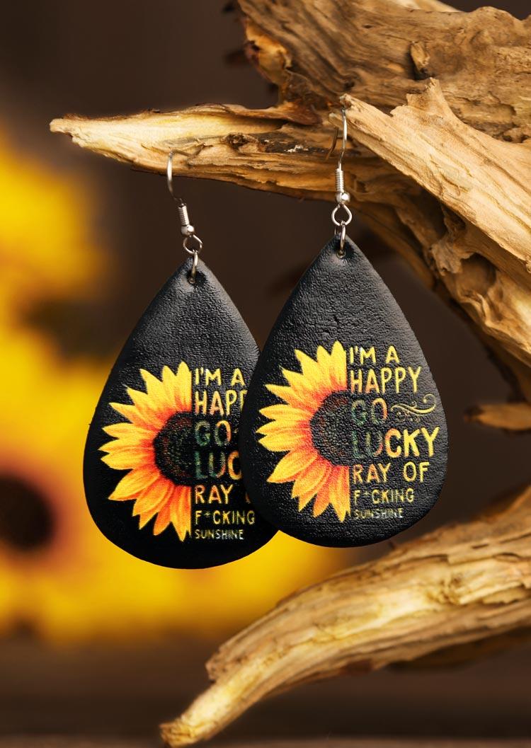 

Earrings Sunflower I'm A Happy Go Lucky Ray PU Leather Earrings in Multicolor. Size