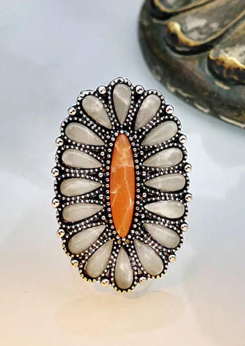 

Vintage Bohemian Turquoise Ring, Beige, 479942