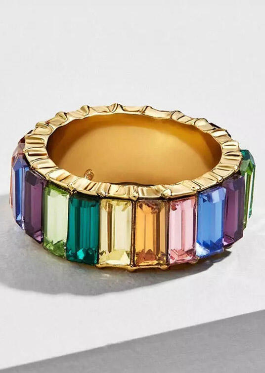 

Rings Colorful Rhinestone Alloy Ring in Gold. Size: ,M,L