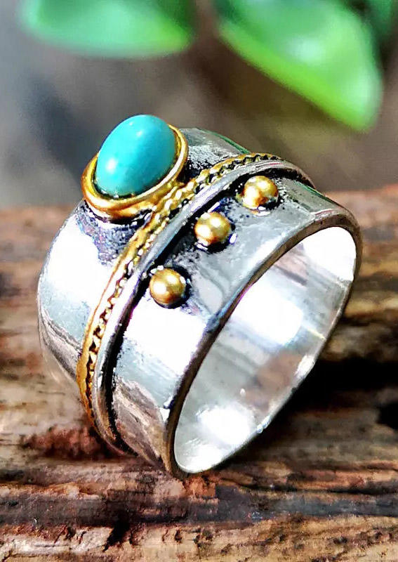

Rings Bohemian Oval Turquoise Alloy Ring in Silver. Size