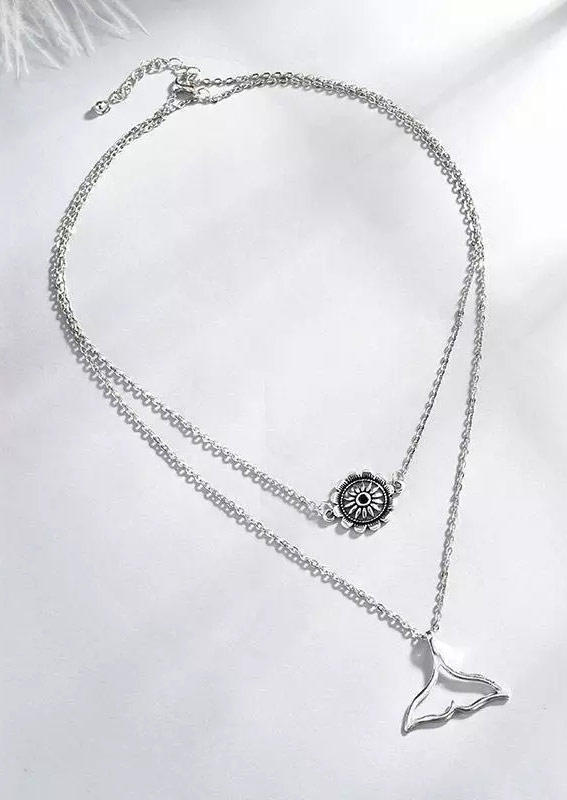 

Necklaces Sunflower Mermaid Tail Dual-Layered Necklace in Silver. Size