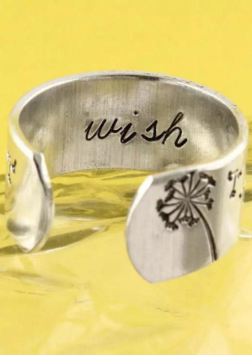 

Rings Dandelion Wish Open Adjustable Alloy Ring in Silver. Size
