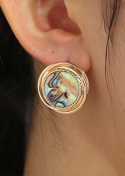 

Earrings Round Natural Abalone Stud Earrings in Gold. Size