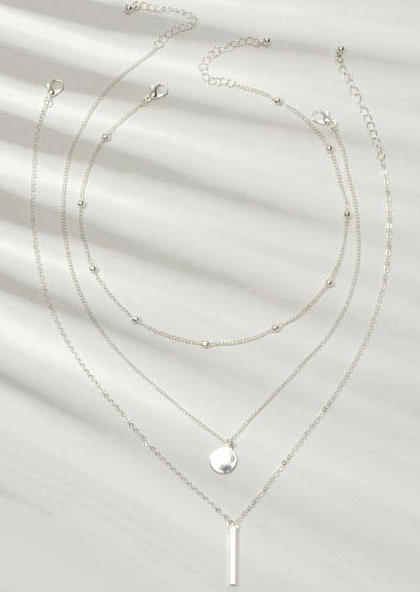 

Necklaces Geometric Round Multi-Layered Pendant Necklace in Silver. Size