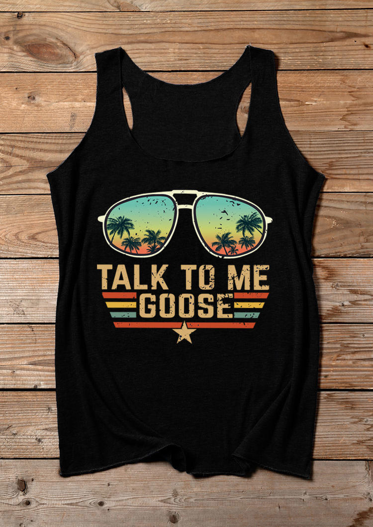 Talk To Me Goose Glasses Racerback Tank - Black