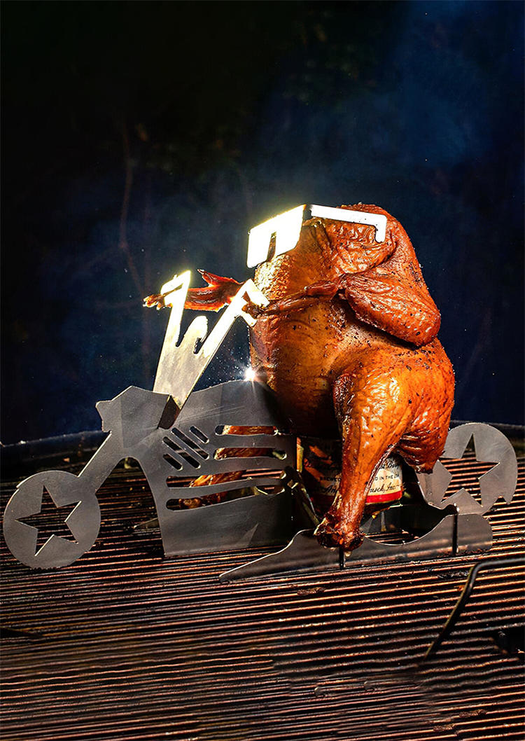 

Tools Portable Chicken Stand Motorcycle BBQ Grill Rack with Glasses in Pattern1,Pattern2. Size