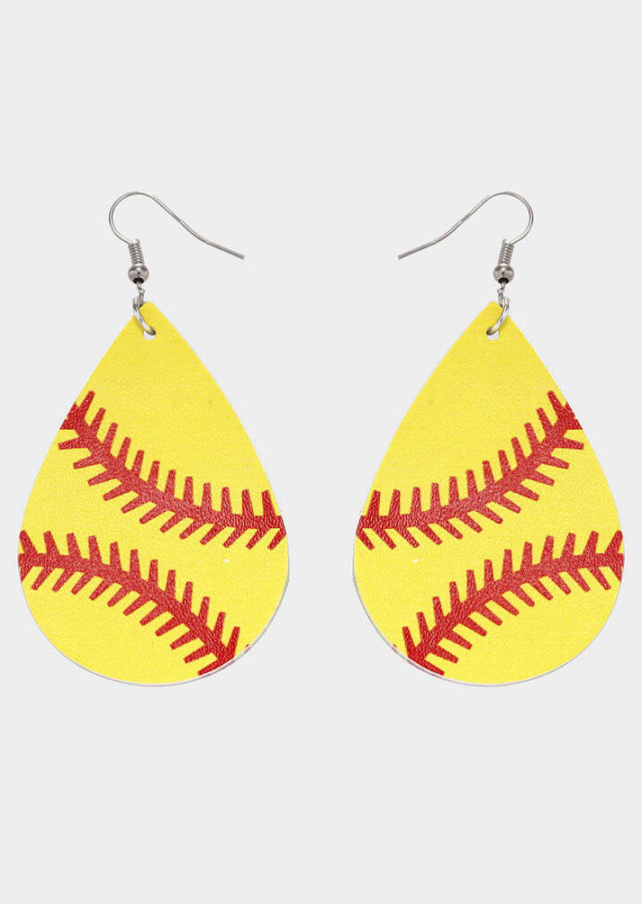 

Earrings Baseball Leather Women's Earrings in Yellow. Size