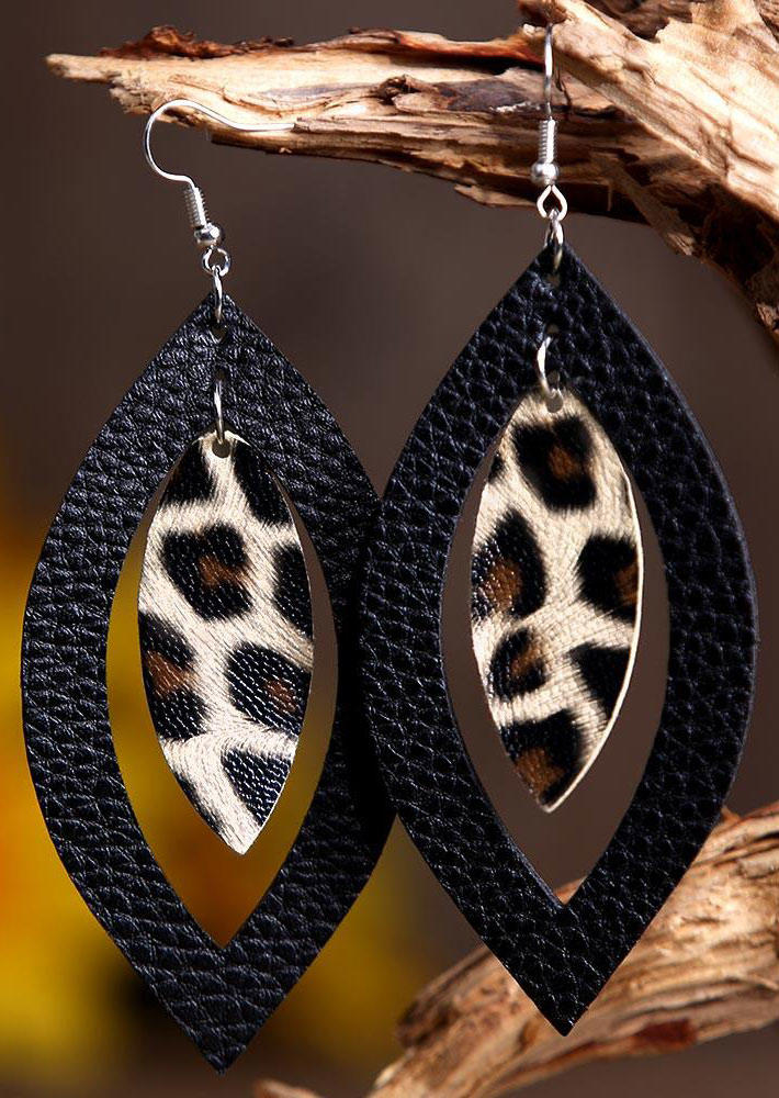 Earrings Leopard Printed Hollow Out Pendant Earrings in Multicolor. Size: One Size