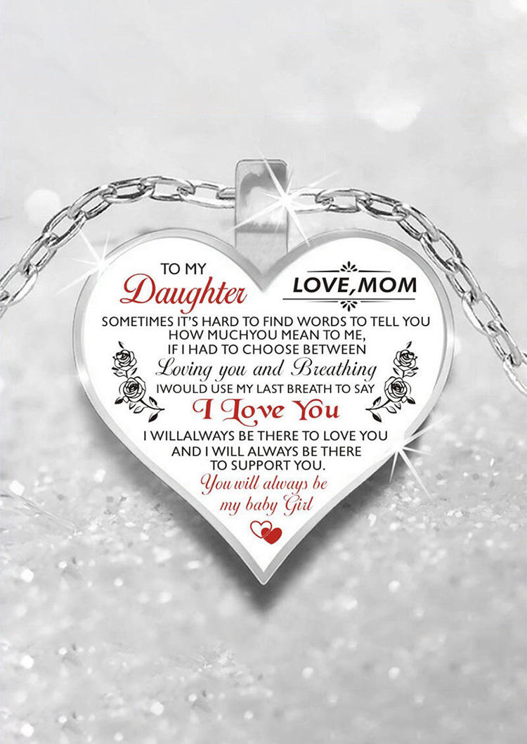 

Necklaces Mom To My Daughter Heart Pendant Necklace in Black,Silver. Size