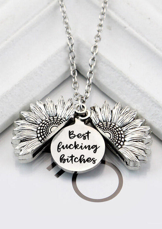 

Necklaces Letter Sunflower Locket Pendant Necklace in Silver. Size