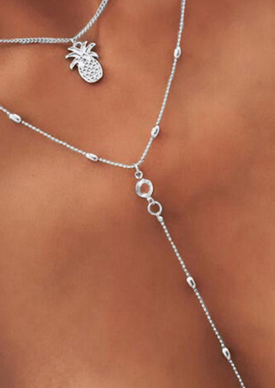 

Necklaces Vintage Pineapple Dual-Layered Pendant Necklace in Silver. Size
