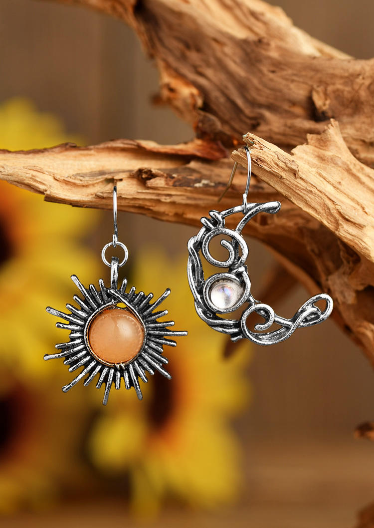 

Earrings Sun And Moon Asymmetric Pendant Earrings in Silver. Size