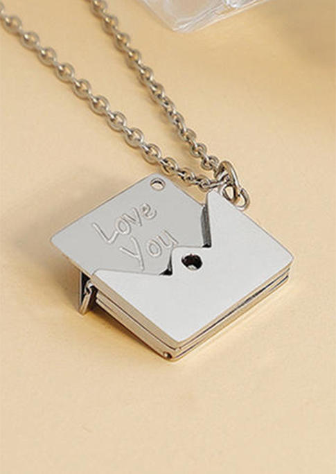 

Necklaces Love Envelope Locket Pendant Necklace in Silver. Size