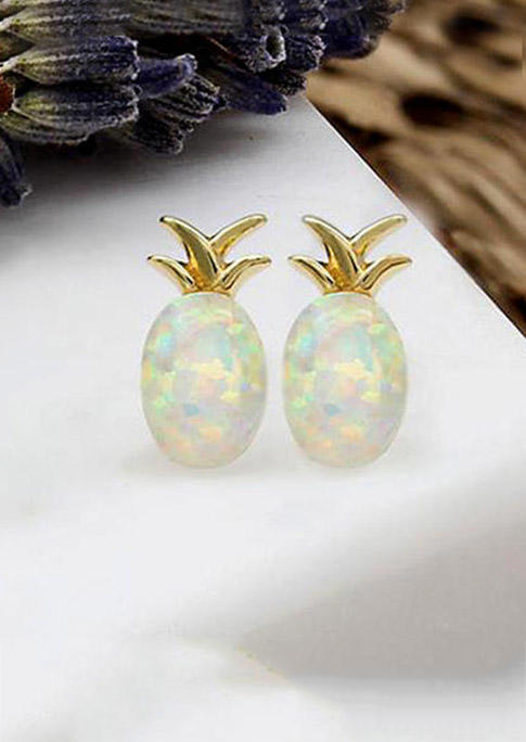 

Earrings Opal Pineapple Alloy Stud Earrings in Gold. Size
