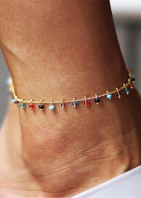 

Body Jewelry Colorful Beading Pendant Adjustable Anklet in Multicolor. Size