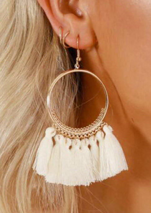 

Earrings Ring Tassel Earrings in White. Size