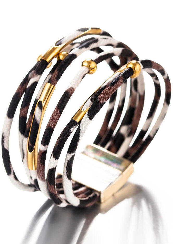 Leopard Printed Magnet Buckle Bracelet