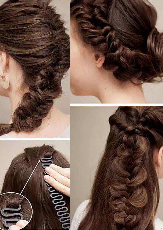 

DIY Hairstyling Headband Magic Hair Braiding Tool in Black. Size