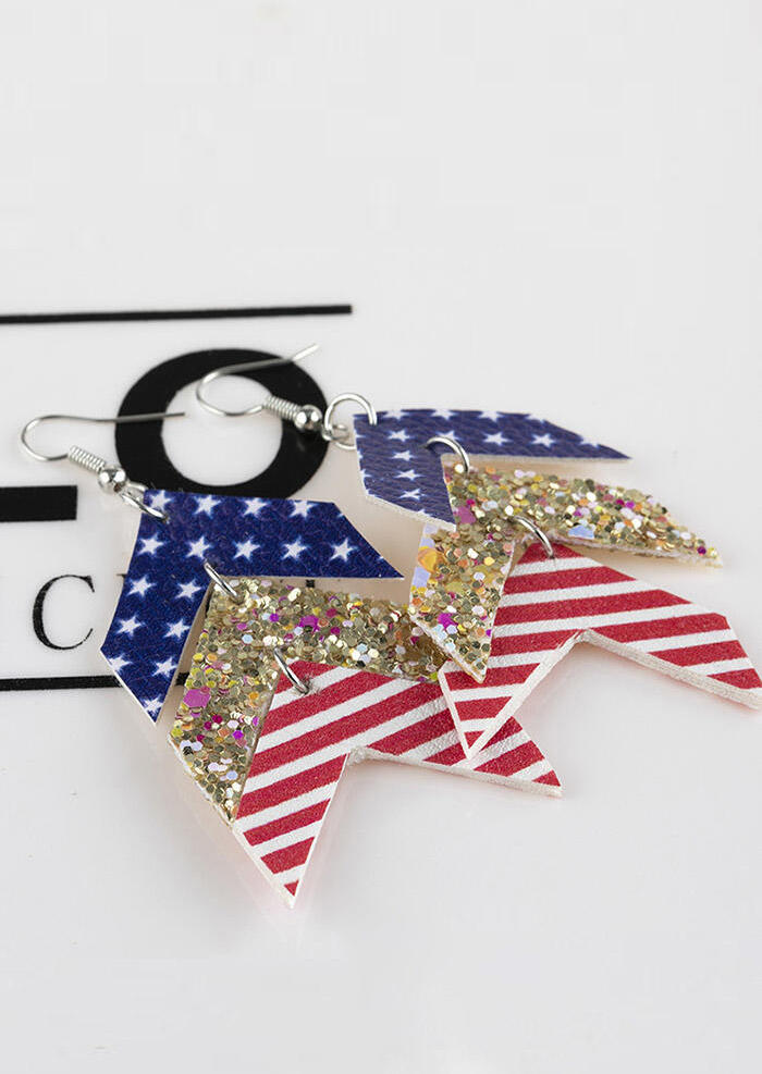 

Earrings American Flag Star Sequined Splicing Earrings in Multicolor. Size