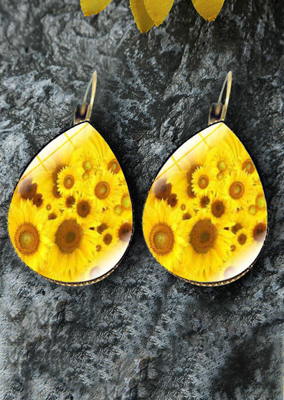Earrings Sunflower Water Drop Shaped Earrings in Multicolor. Size: One Size