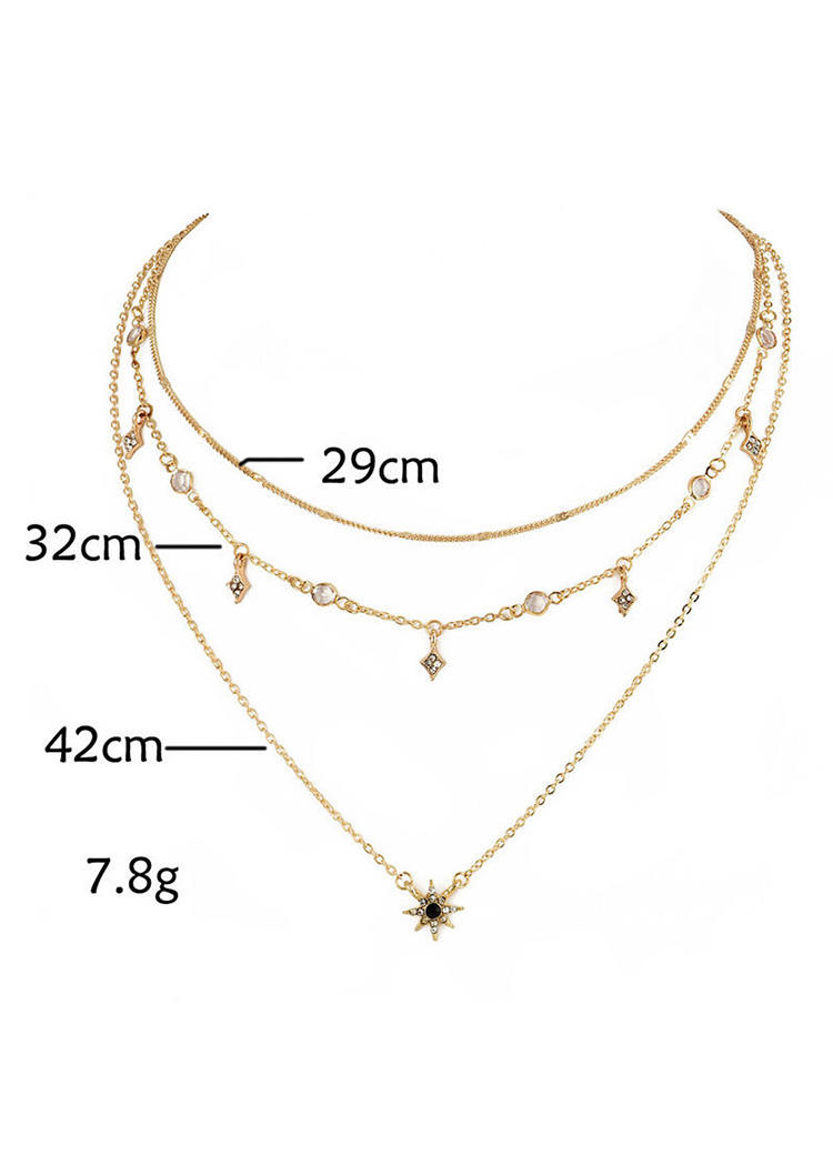 

Necklaces Multi-Layered Star Rhinestone Pendant Necklace in Gold. Size