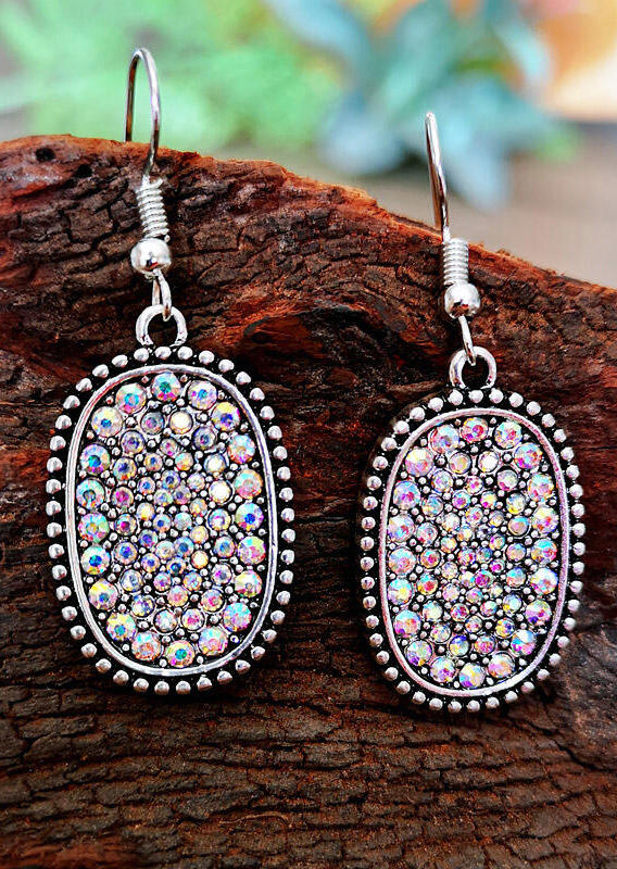 

Earrings Fashion Colorful Rhinestone Alloy Earrings in Silver. Size