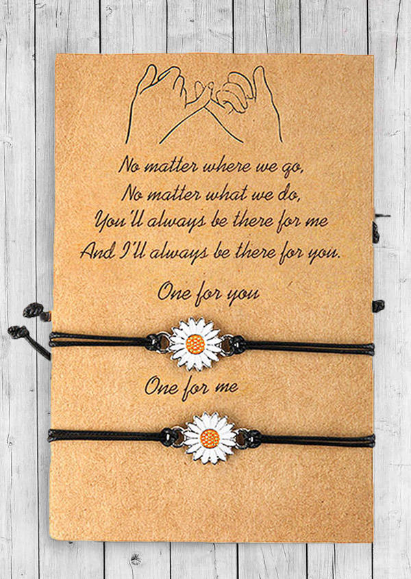 

Bracelet Adjustable Sunflower Braid Alloy Bracelet in Black. Size