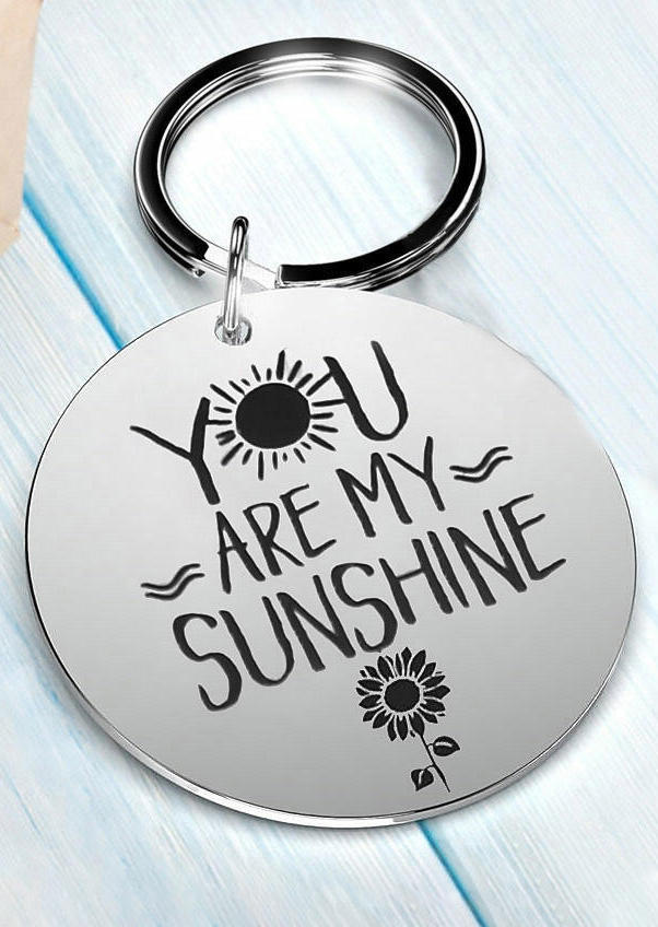 Keychains You Are My Sunshine Sunflower Keychain in Silver. Size