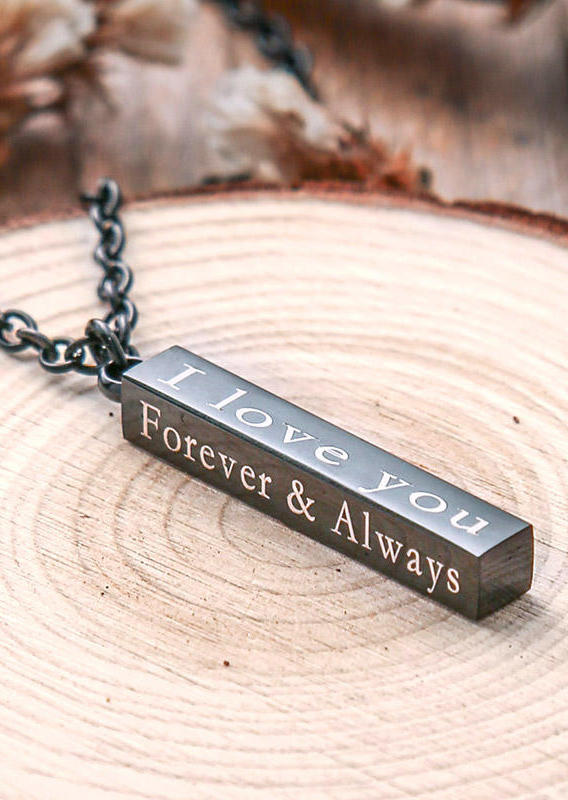 

Necklaces I Love You Stainless Steel Wishing Column Pendant Necklace in Black. Size