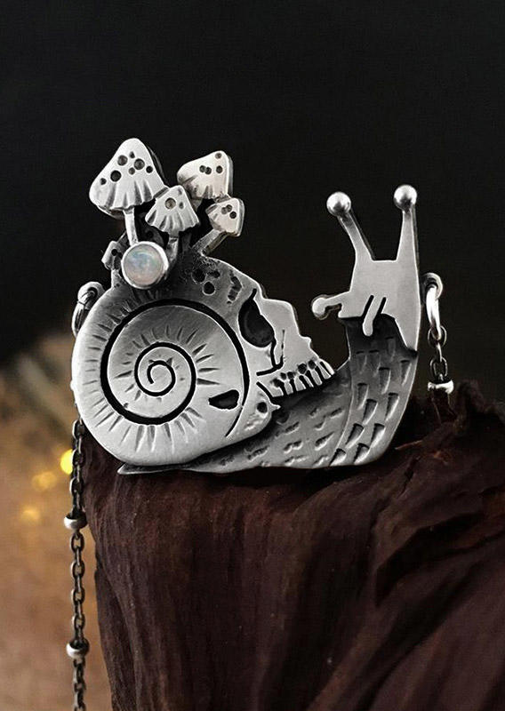 

Necklaces Creative Snail Mushroom Pendant Necklace in Silver. Size