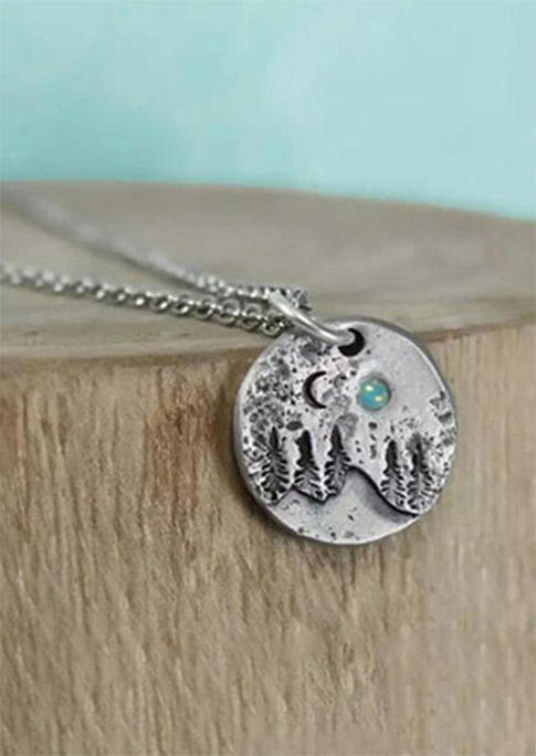 

Necklaces Mountain Moon Pendant Necklace in Silver. Size