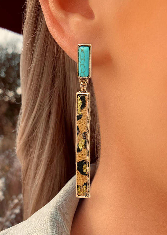 

Earrings Leopard Turquoise Long Stud Earrings in Leopard. Size