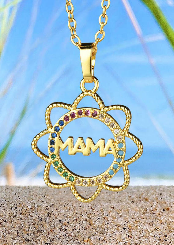 

Necklaces Mama Hollow Out Sunflower Rhinestone Necklace in Gold,Silver. Size