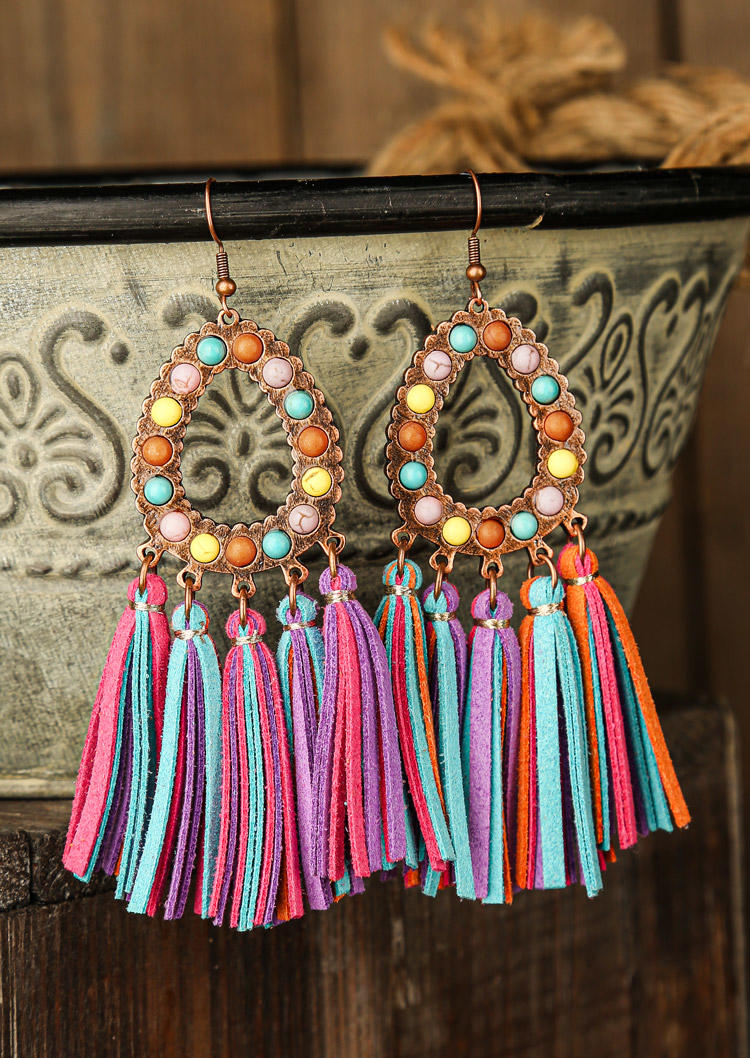 

Earrings Colorful Beading Tassel Drop Earrings in Multicolor. Size