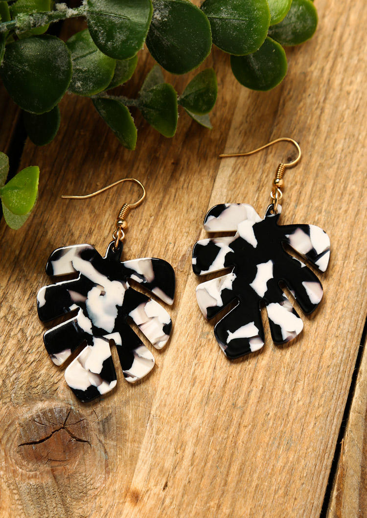 

Earrings Palm Leaf Hook Earrings in Black. Size