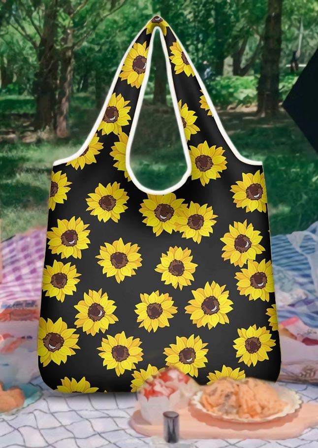 

Handbag Sunflower Foldable Storage Polyester Tote Handbag in Yellow. Size