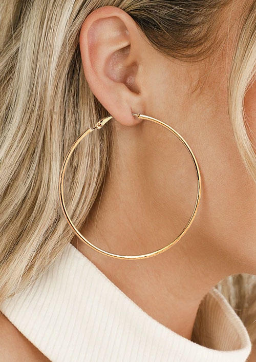 

Earrings Simple Large Circle Hoop Earrings in Gold. Size