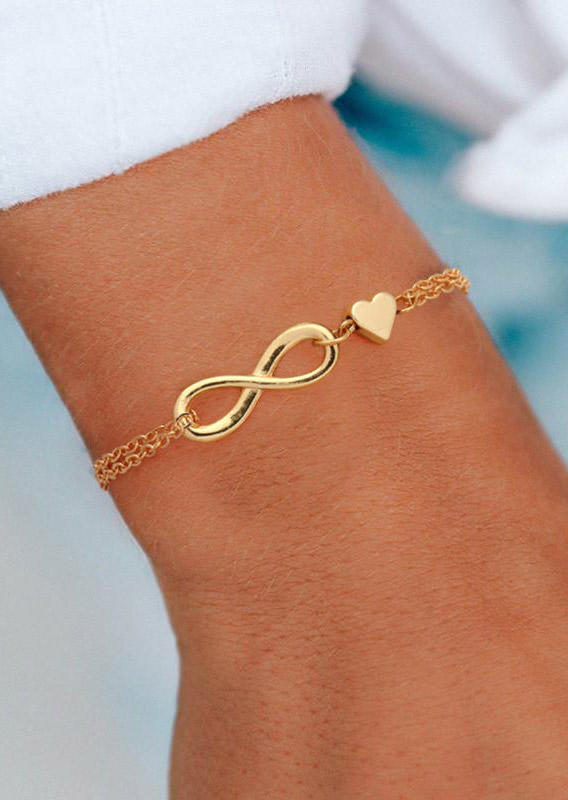 

Bracelet Infinity Love Heart Bracelet in Gold. Size