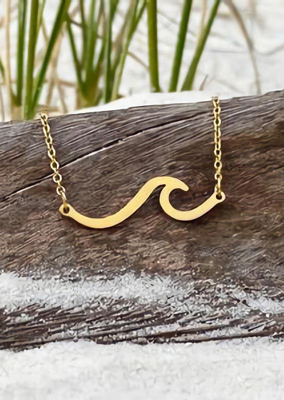 

Necklaces Ocean Wave Alloy Pendant Necklace in Gold. Size