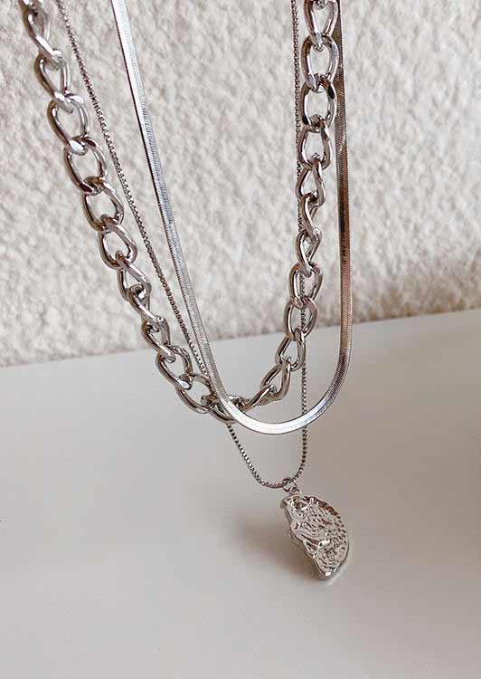 

Necklaces 3Pcs Hip-Hop Style Rapper Alloy Pendant Necklace Set in Silver. Size