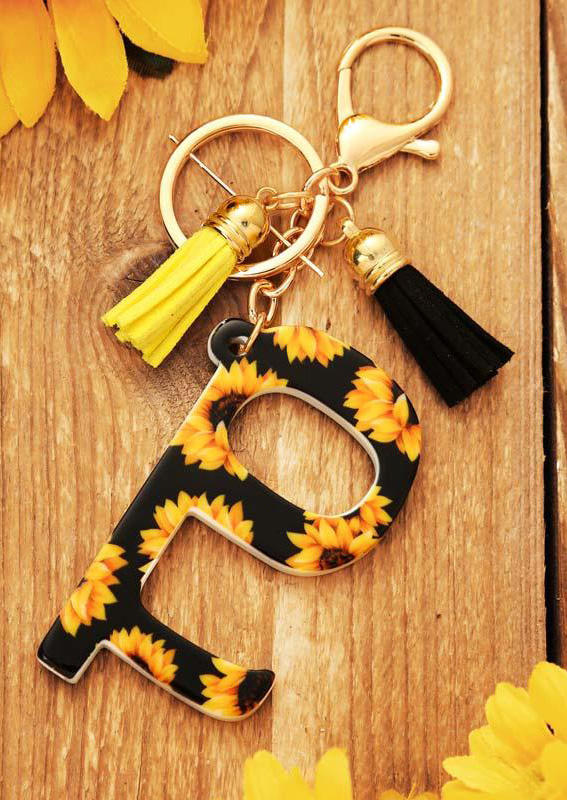 

Keychains Sunflower Tassel No Touch Door Opener Keychain in Multicolor. Size