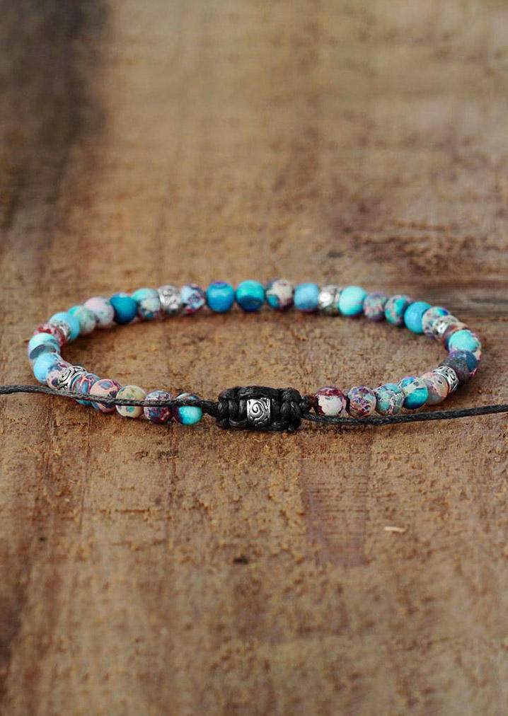 

Bracelet Bohemian Yoga Meditation Relax Beading Bracelet in Cyan. Size
