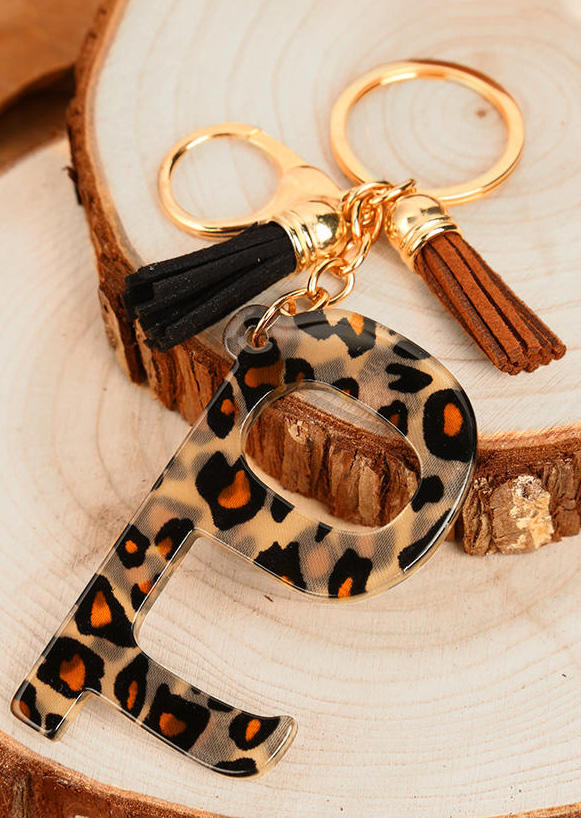 

Keychains Leopard Tassel No Touch Door Opener Keychain in Leopard. Size
